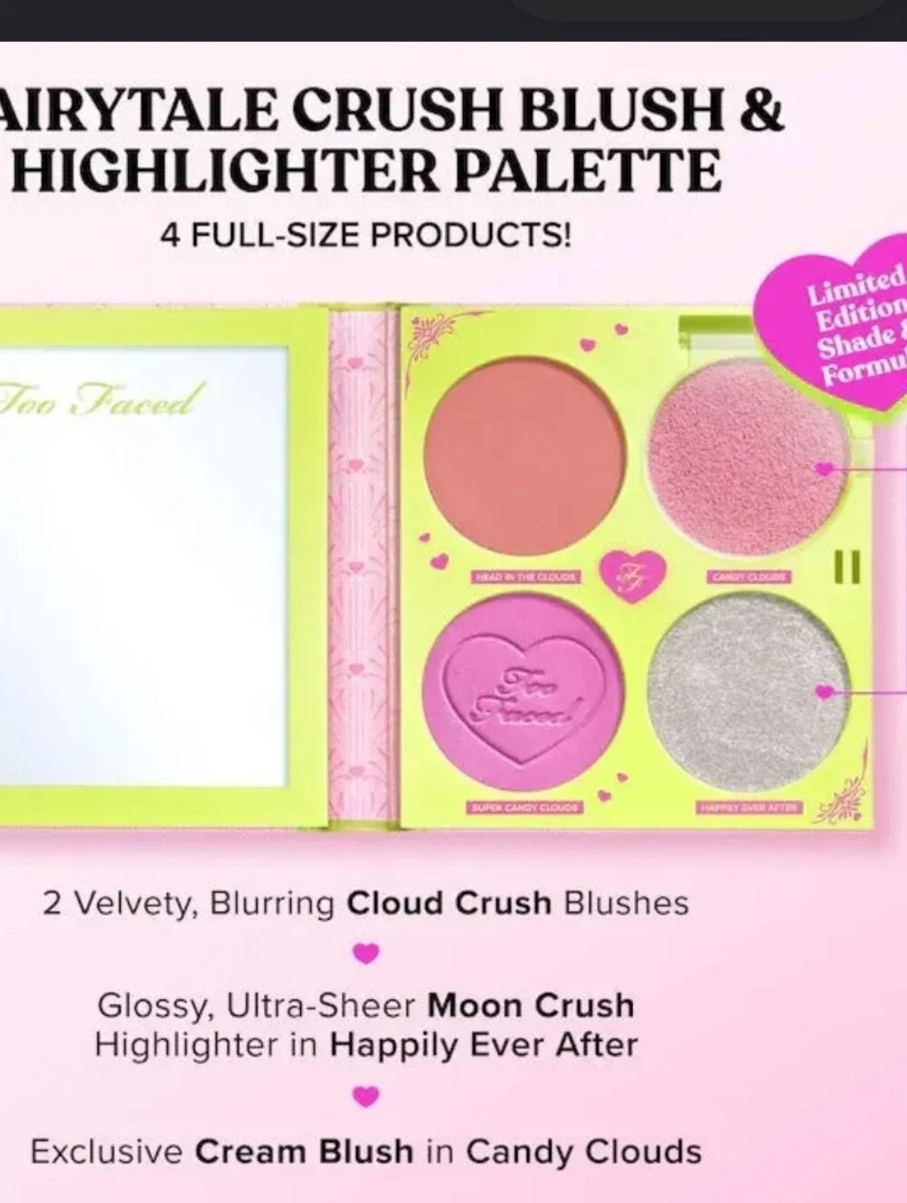 Too Faced Fairytale Crush Blush & Highlighter Pallete Limited Edition